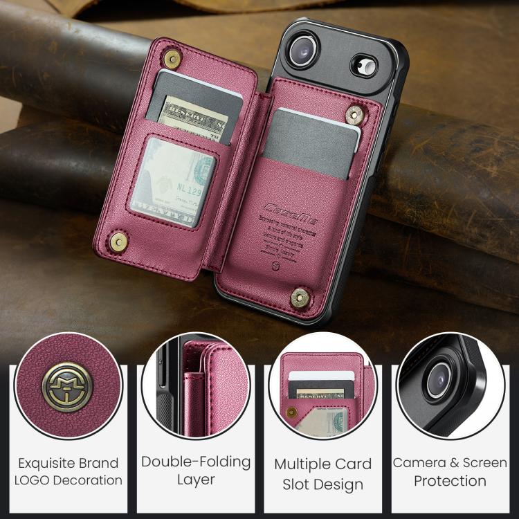 For iPhone Air CaseMe C22 Card Slots Holder RFID Anti-theft Phone Case(Red) by CaseMe