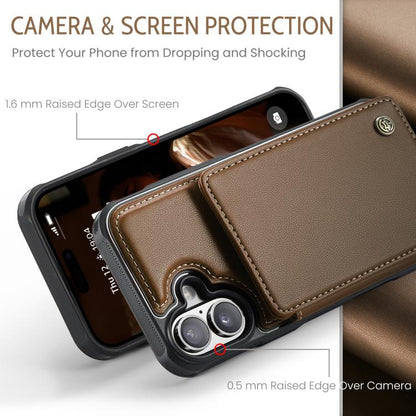For iPhone 17 CaseMe C22 Card Slots Holder RFID Anti-theft Phone Case(Brown) by CaseMe
