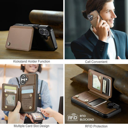 For iPhone 17 CaseMe C22 Card Slots Holder RFID Anti-theft Phone Case(Brown) by CaseMe