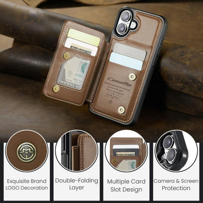 For iPhone 17 CaseMe C22 Card Slots Holder RFID Anti-theft Phone Case(Brown) by CaseMe