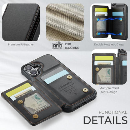 For iPhone 17 CaseMe C22 Card Slots Holder RFID Anti-theft Phone Case(Black) by CaseMe