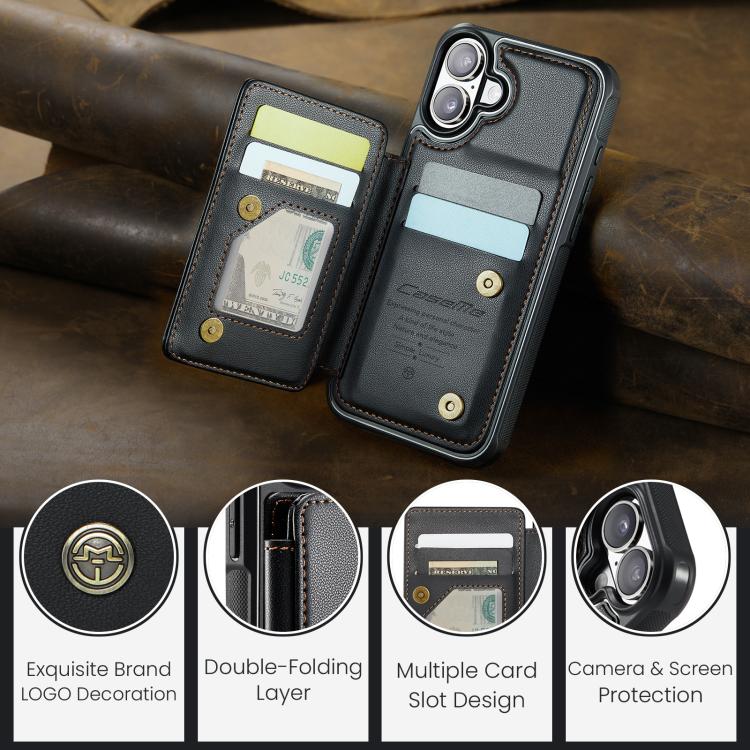 For iPhone 17 CaseMe C22 Card Slots Holder RFID Anti-theft Phone Case(Black) by CaseMe