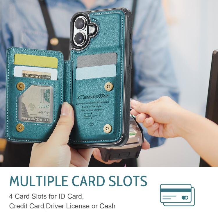 For iPhone 17 CaseMe C22 Card Slots Holder RFID Anti-theft Phone Case(Green) by CaseMe