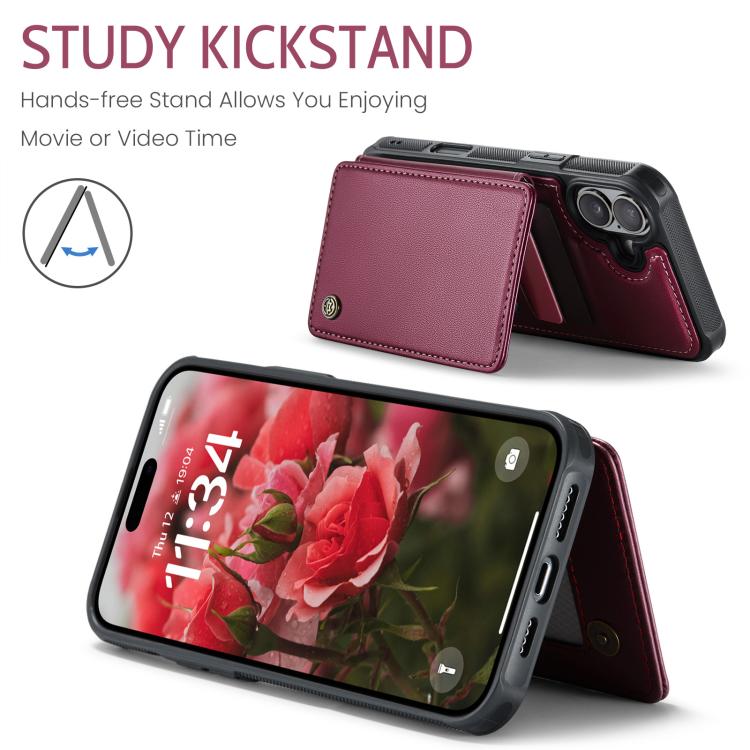 For iPhone 17 CaseMe C22 Card Slots Holder RFID Anti-theft Phone Case(Red) by CaseMe