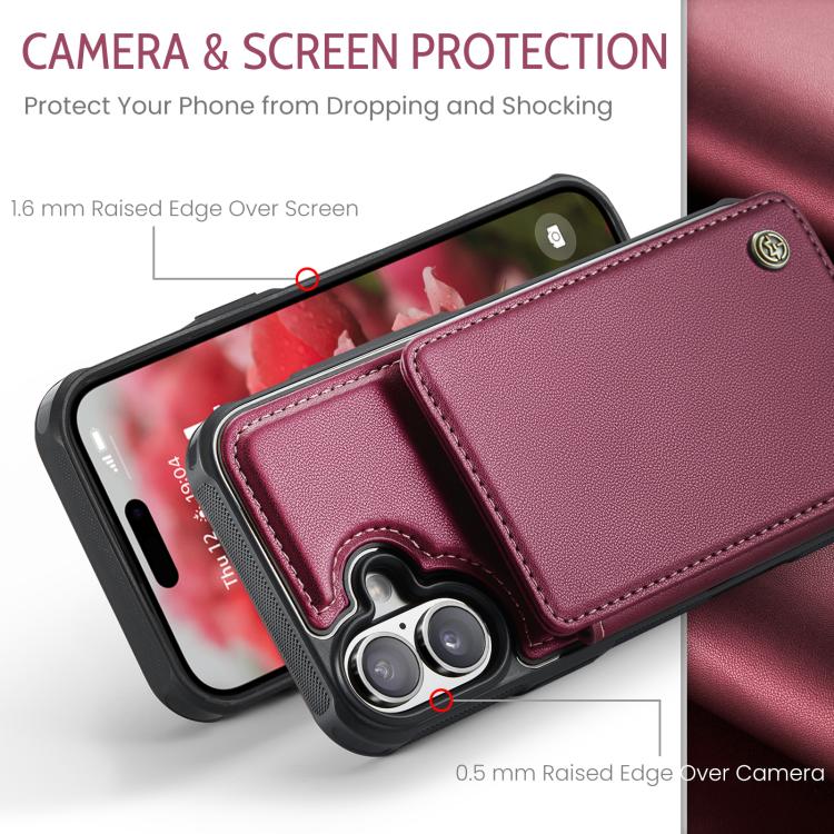 For iPhone 17 CaseMe C22 Card Slots Holder RFID Anti-theft Phone Case(Red) by CaseMe