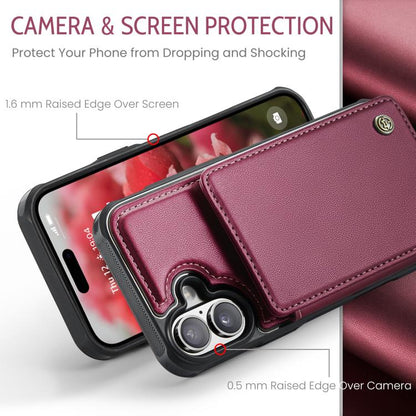For iPhone 17 CaseMe C22 Card Slots Holder RFID Anti-theft Phone Case(Red) by CaseMe