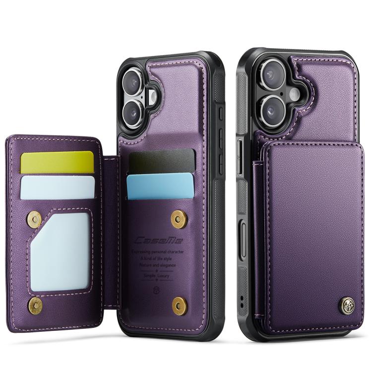 For iPhone 17 CaseMe C22 Card Slots Holder RFID Anti-theft Phone Case(Purple) by CaseMe