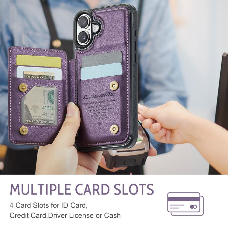 For iPhone 17 CaseMe C22 Card Slots Holder RFID Anti-theft Phone Case(Purple) by CaseMe