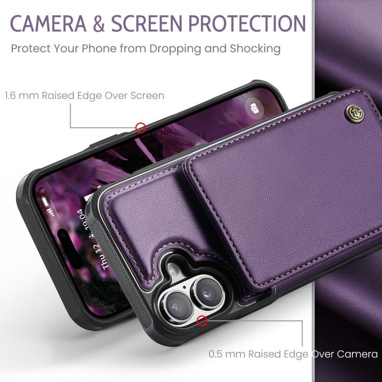For iPhone 17 CaseMe C22 Card Slots Holder RFID Anti-theft Phone Case(Purple) by CaseMe