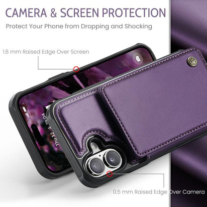 For iPhone 17 CaseMe C22 Card Slots Holder RFID Anti-theft Phone Case(Purple) by CaseMe
