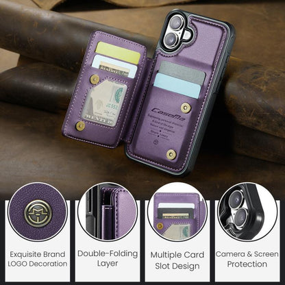 For iPhone 17 CaseMe C22 Card Slots Holder RFID Anti-theft Phone Case(Purple) by CaseMe