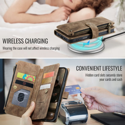 For iPhone 16 Pro CaseMe C30 Card Slots Zipper Wallet Leather Phone Case(Brown) by CaseMe