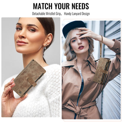 For iPhone 16 Pro CaseMe C30 Card Slots Zipper Wallet Leather Phone Case(Brown) by CaseMe