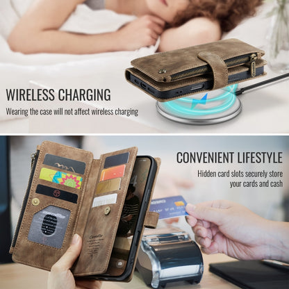 For iPhone 16 Pro Max CaseMe C30 Card Slots Zipper Wallet Leather Phone Case(Brown) by CaseMe