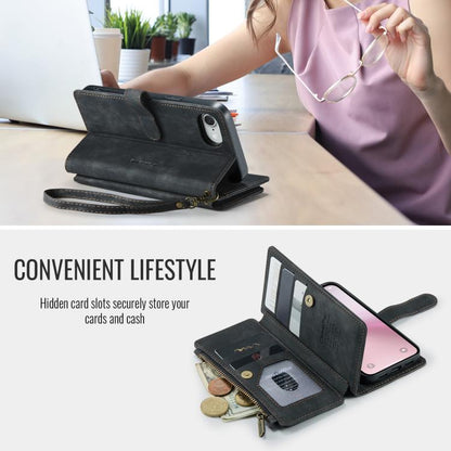 For iPhone 16e CaseMe C30 Card Slots Zipper Wallet Leather Phone Case(Black) by CaseMe