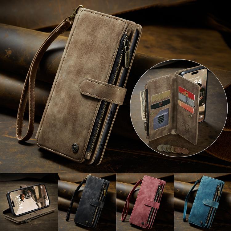 For iPhone 17 CaseMe C30 Card Slots Zipper Wallet Leather Phone Case(Brown) by CaseMe