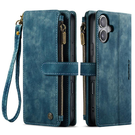 For iPhone 17 CaseMe C30 Card Slots Zipper Wallet Leather Phone Case(Blue) by CaseMe