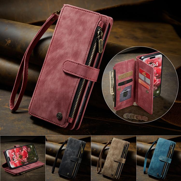 For iPhone 17 CaseMe C30 Card Slots Zipper Wallet Leather Phone Case(Red) by CaseMe