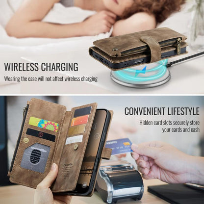 For iPhone 17 Pro CaseMe C30 Card Slots Zipper Wallet Leather Phone Case(Brown) by CaseMe