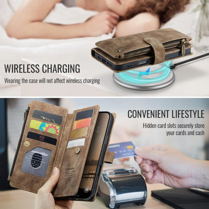 For iPhone 17 Pro Max CaseMe C30 Card Slots Zipper Wallet Leather Phone Case(Brown) by CaseMe