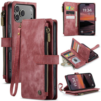 For iPhone 17 Pro Max CaseMe C30 Card Slots Zipper Wallet Leather Phone Case(Red) by CaseMe