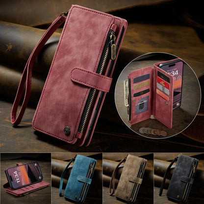 For iPhone 17 Pro Max CaseMe C30 Card Slots Zipper Wallet Leather Phone Case(Red) by CaseMe
