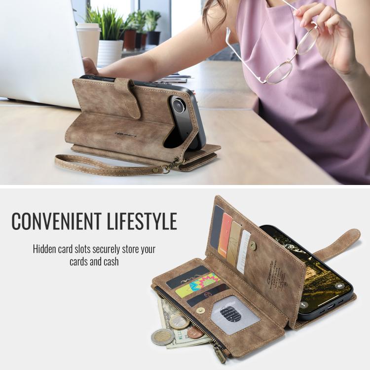 For iPhone Air CaseMe C30 Card Slots Zipper Wallet Leather Phone Case(Brown) by CaseMe