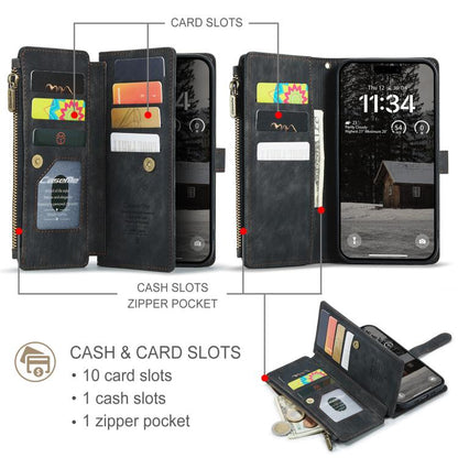 For iPhone Air CaseMe C30 Card Slots Zipper Wallet Leather Phone Case(Black) by CaseMe