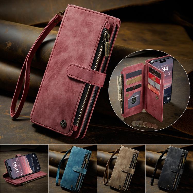 For iPhone Air CaseMe C30 Card Slots Zipper Wallet Leather Phone Case(Red) by CaseMe