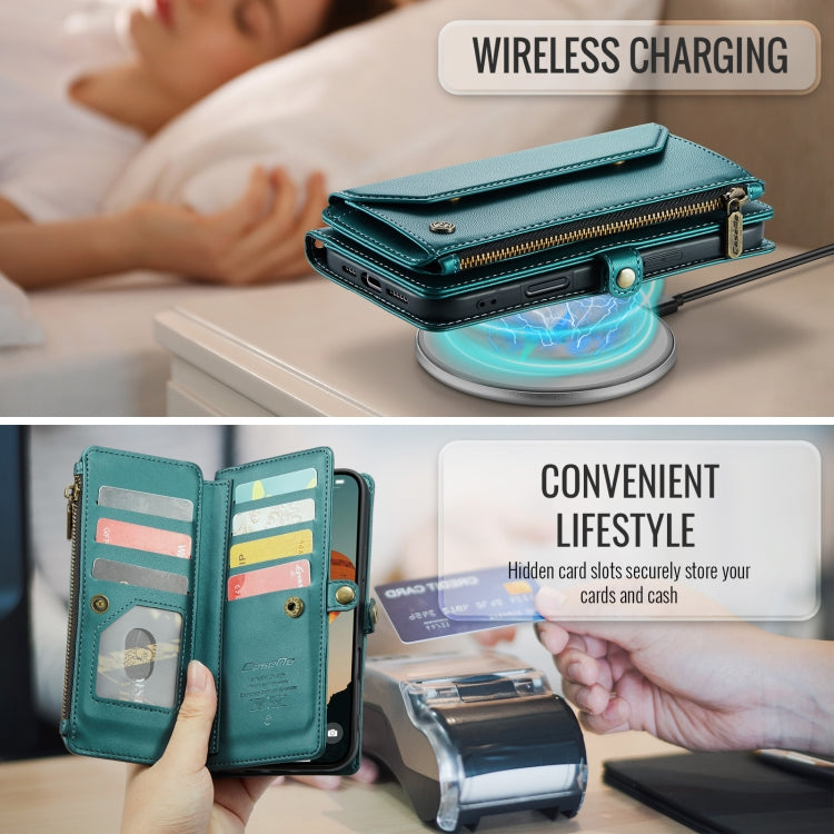 For iPhone 16 Pro Max CaseMe C36 Card Slots Zipper Wallet RFID Anti-theft Leather Phone Case(Blue) by CaseMe