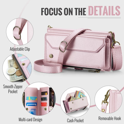 For iPhone 16 Pro CaseMe C36 Card Slots Zipper Wallet RFID Anti-theft Leather Phone Case(Pink) by CaseMe