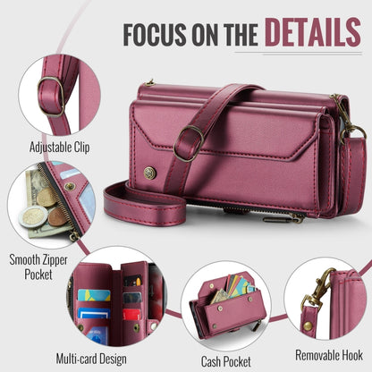 For iPhone 16 Pro CaseMe C36 Card Slots Zipper Wallet RFID Anti-theft Leather Phone Case(Red) by CaseMe