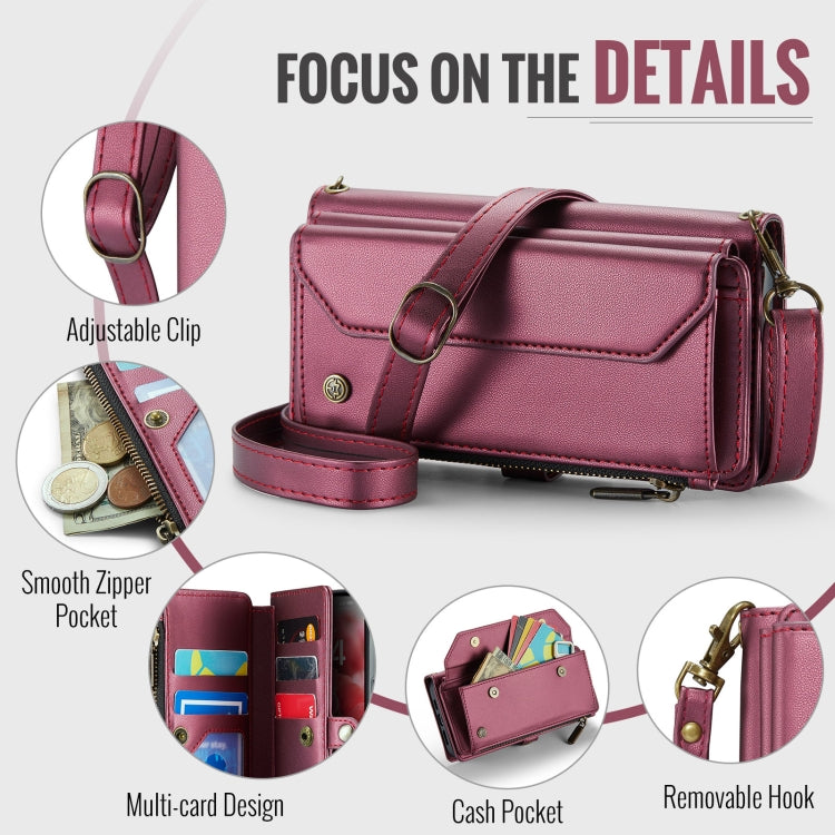 For iPhone 16 CaseMe C36 Card Slots Zipper Wallet RFID Anti-theft Leather Phone Case(Red) by CaseMe