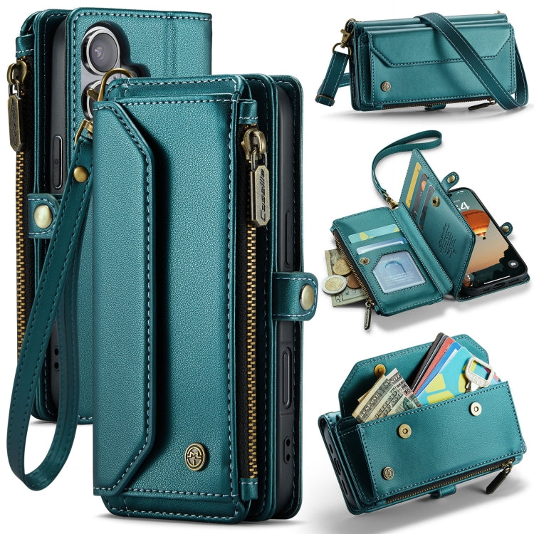 For iPhone 16 CaseMe C36 Card Slots Zipper Wallet RFID Anti-theft Leather Phone Case(Blue) by CaseMe