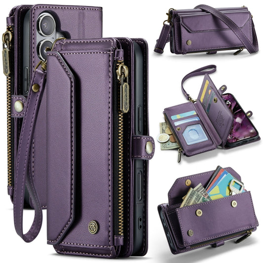For iPhone 16 CaseMe C36 Card Slots Zipper Wallet RFID Anti-theft Leather Phone Case(Purple) by CaseMe