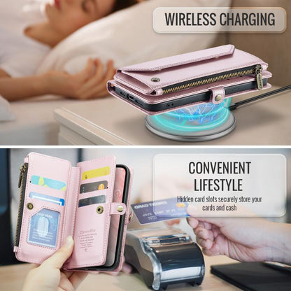 For iPhone 16e CaseMe C36 Card Slots Zipper Wallet RFID Anti-theft Leather Phone Case(Pink) by CaseMe