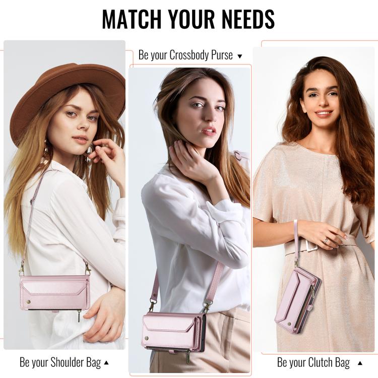 For iPhone 16e CaseMe C36 Card Slots Zipper Wallet RFID Anti-theft Leather Phone Case(Pink) by CaseMe