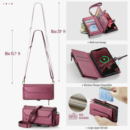 For iPhone 16e CaseMe C36 Card Slots Zipper Wallet RFID Anti-theft Leather Phone Case(Red) by CaseMe