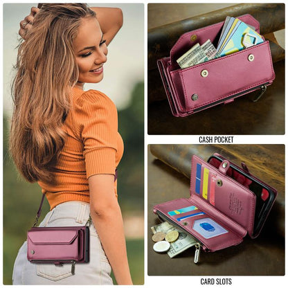 For iPhone 16e CaseMe C36 Card Slots Zipper Wallet RFID Anti-theft Leather Phone Case(Red) by CaseMe