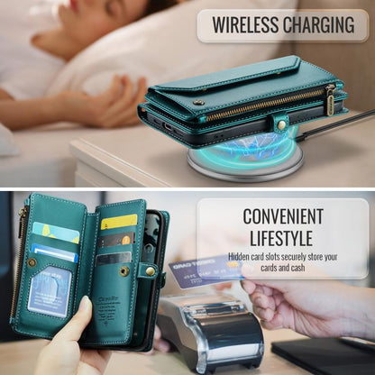 For iPhone 16e CaseMe C36 Card Slots Zipper Wallet RFID Anti-theft Leather Phone Case(Blue) by CaseMe