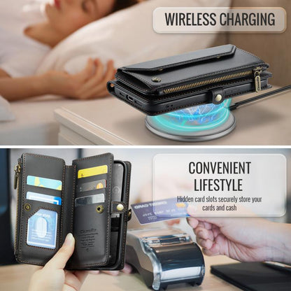 For iPhone 16e CaseMe C36 Card Slots Zipper Wallet RFID Anti-theft Leather Phone Case(Black) by CaseMe