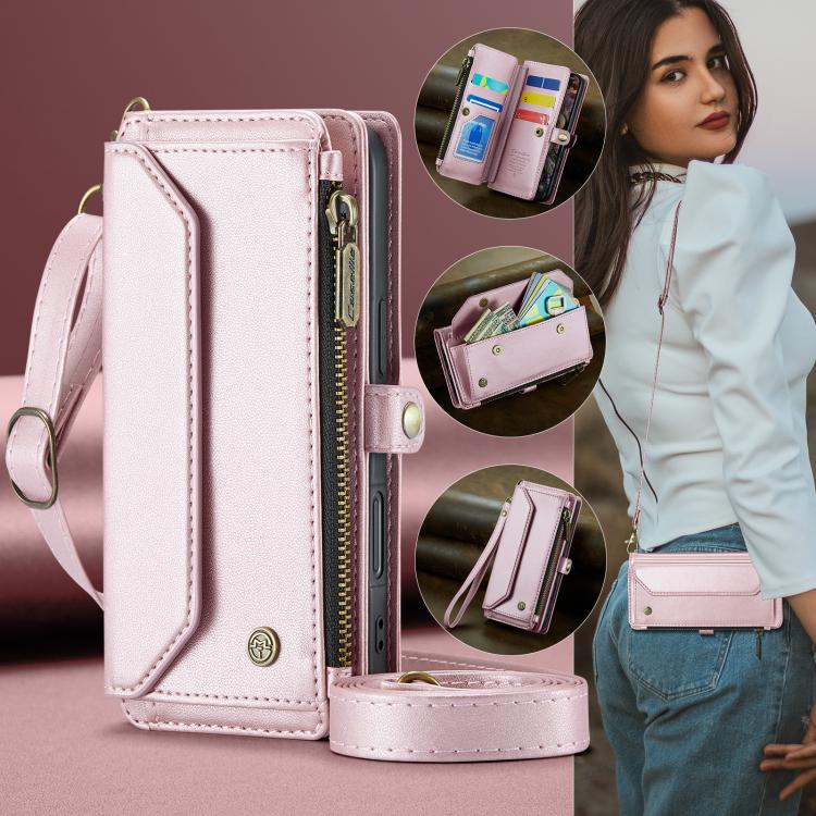 For iPhone 17 CaseMe C36 Card Slots Zipper Wallet RFID Anti-theft Leather Phone Case(Pink) by CaseMe