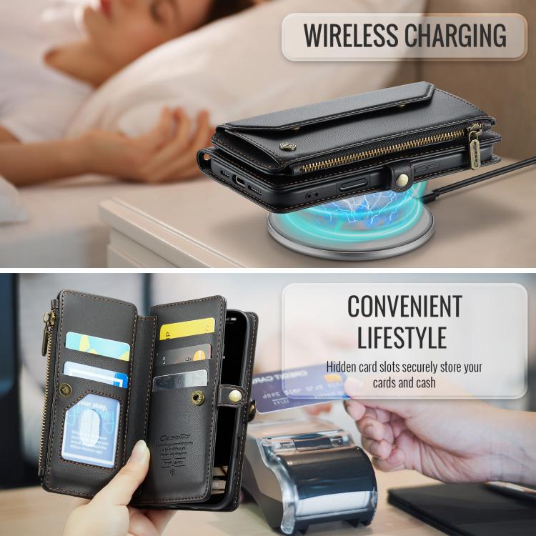 For iPhone 17 CaseMe C36 Card Slots Zipper Wallet RFID Anti-theft Leather Phone Case(Black) by CaseMe