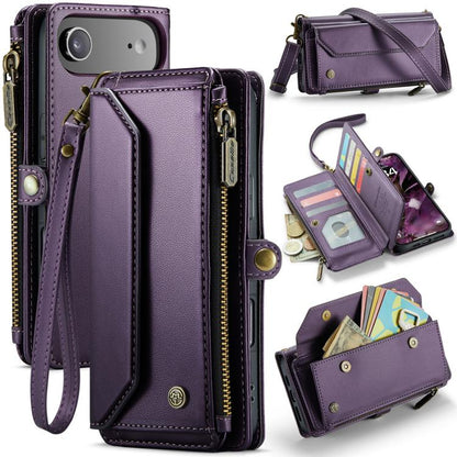 For iPhone Air CaseMe C36 Card Slots Zipper Wallet RFID Anti-theft Leather Phone Case(Purple) by CaseMe