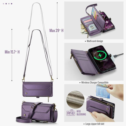 For iPhone Air CaseMe C36 Card Slots Zipper Wallet RFID Anti-theft Leather Phone Case(Purple) by CaseMe