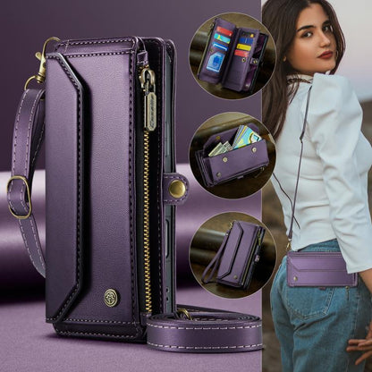 For iPhone Air CaseMe C36 Card Slots Zipper Wallet RFID Anti-theft Leather Phone Case(Purple) by CaseMe