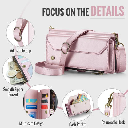 For iPhone 17 Pro CaseMe C36 Card Slots Zipper Wallet RFID Anti-theft Leather Phone Case(Pink) by CaseMe