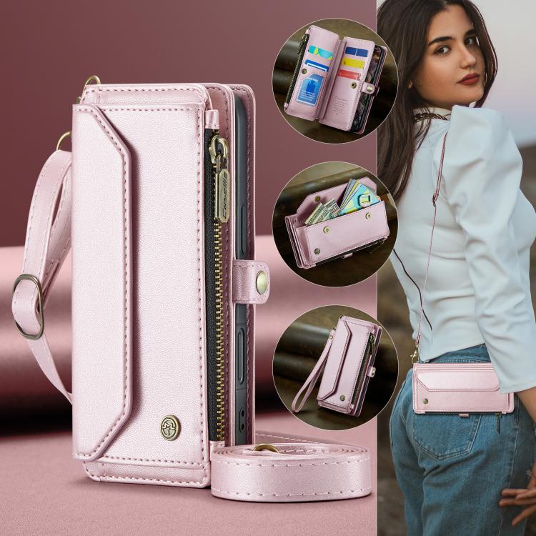 For iPhone 17 Pro CaseMe C36 Card Slots Zipper Wallet RFID Anti-theft Leather Phone Case(Pink) by CaseMe