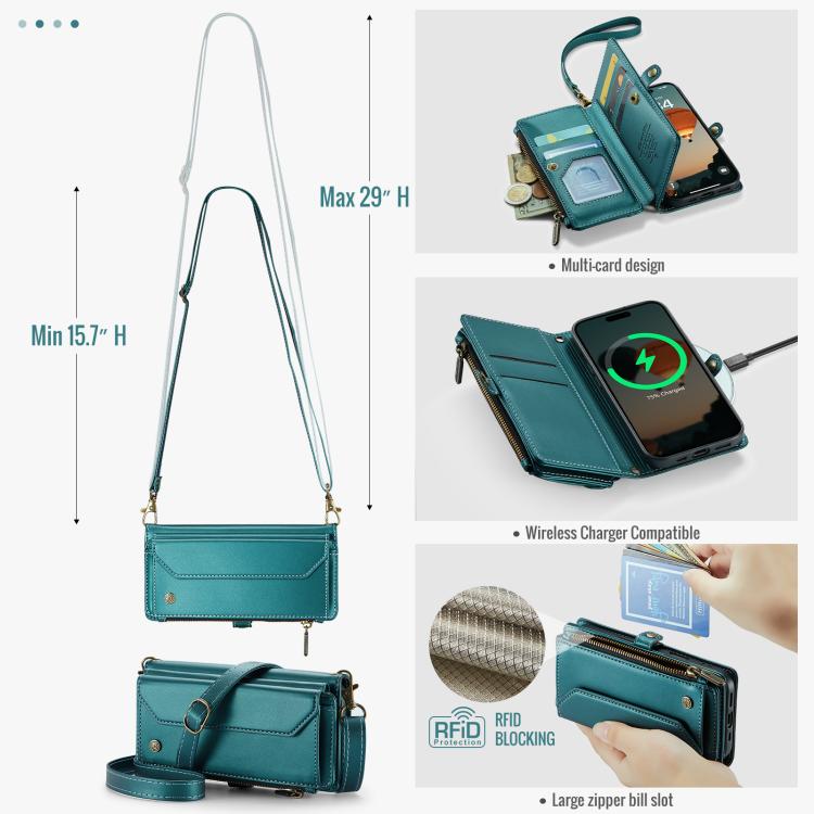 For iPhone 17 Pro CaseMe C36 Card Slots Zipper Wallet RFID Anti-theft Leather Phone Case(Blue) by CaseMe