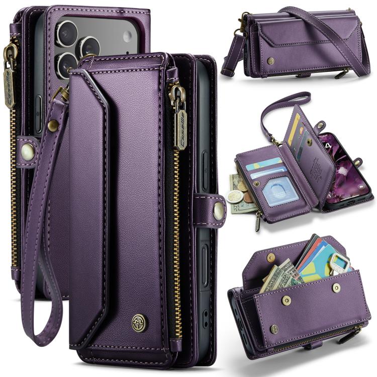 For iPhone 17 Pro CaseMe C36 Card Slots Zipper Wallet RFID Anti-theft Leather Phone Case(Purple) by CaseMe